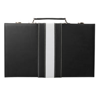 WE Games Black with Stripe Leatherette Backgammon Set, 14.75 x 9.75 in. closed