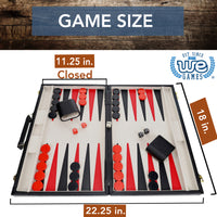 WE Games Elegant Leatherette Backgammon Set - 18 x 11 in. closed