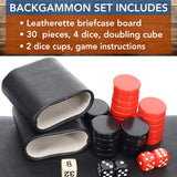 WE Games Elegant Leatherette Backgammon Set - 18 x 11 in. closed