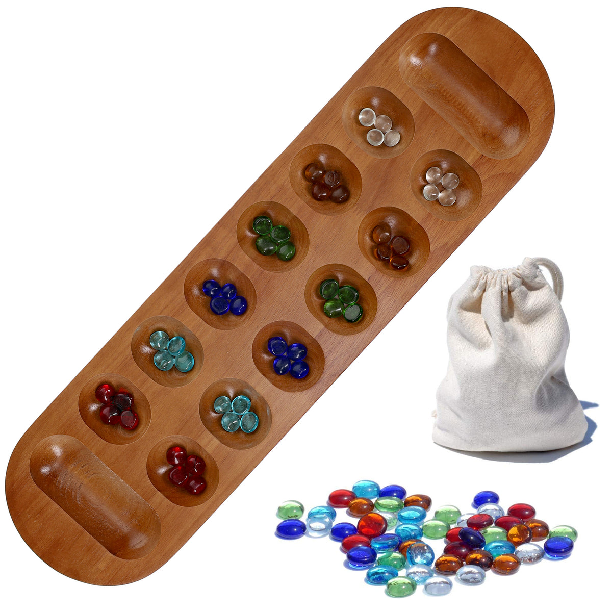 WE Games Mancala Board Game - 22 in., Solid Wood with Walnut Stain