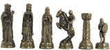 Brass medieval chessmen.