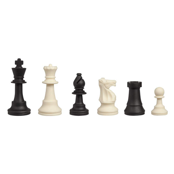 Silicone Staunton tournament chess pieces - black and cream colors, 3.75 inch king.