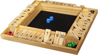 WE Games 4 Player Shut The Box Dice Board Game. (Light Brown board.)