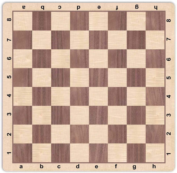 Walnut and Maple wood grain mousepad chessboard. 20-inch board.