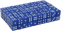 Stack of blue square cornered dice 100 pack.