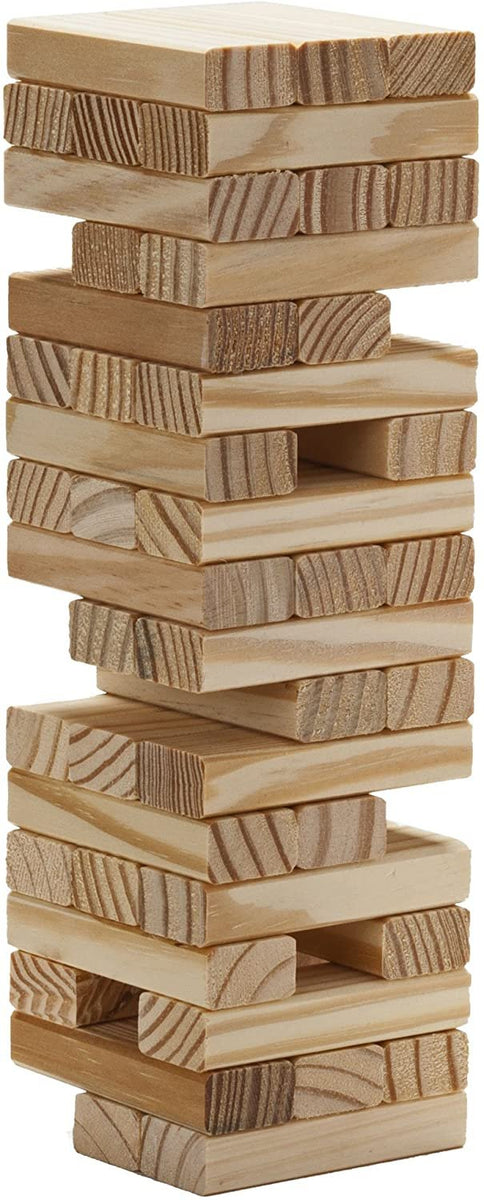 Wood Block Stacking Tower that Tumbles Down When you Play (12 Inch when  Packaged)