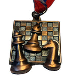 Square Chess Medals - with neck ribbon - Gold, Silver, and Bronze