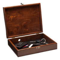 WE Games Wooden Valet Box - Walnut Stain (Made in USA)
