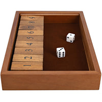 WE Games 9 Number Shut the Box Board Game with Walnut Stained Wood, 11 in.