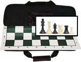 WE Games Complete Tournament Chess Set, Weighted Chess Pieces with Green Roll-up Chess Board and Travel Canvas Bag