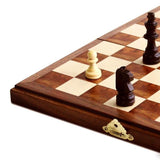 WE Games Magnetic Folding Walnut Wood Travel Chess Set - 11 in.