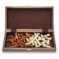 WE Games Magnetic Folding Walnut Wood Travel Chess Set - 11 in.