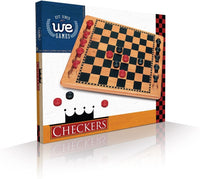 WE Games Solid Wood Checkers Set - Red & Black Traditional Style with Grooves for Wooden Pieces