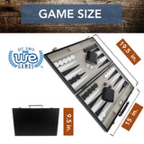 WE Games Backgammon Set, Black Leatherette Case, 14.75 x 9.75 in. closed; 19.25 x 14.75 in. open, Family Board Games, Board Games for Adults and Family, Travel Board Games, 2 Player Games