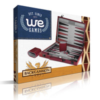 WE Games Tournament Backgammon Set - Burgundy & Black Leatherette