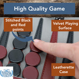WE Games Tournament Backgammon Set - Burgundy & Black Leatherette