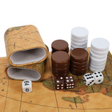 WE Games Map Design Backgammon Set - 18 Inch with Stitched Points