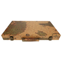 WE Games Tan Map Style Leatherette Backgammon Set, 14.75 x 9.75 in. closed