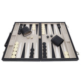 WE Games Elegant Black Leatherette Backgammon Set, 18 x 11 in. closed