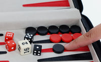 WE Games Black Travel Magnetic Leatherette Backgammon Set