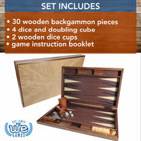 WE Games Travel Wood Starburst Design Backgammon Board Game Set - 19 in.