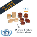 WE Games Wooden Checkers with Stackable Ridges