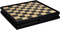 WE Games Fantasy Chess & Checkers Game Set - Pewter Chessmen & Black Stained Wood Board with Storage Drawers 15 in.