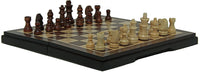 WE Games Magnetic Folding Chess & Checkers Set - Walnut Wood Finish - 8 inch for travel