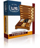 WE Games Walnut 7-Games-in-1 Combination Game Set - Includes Chess, Checkers, Backgammon, Dominoes, Cribbage, Poker, Dice and Cards