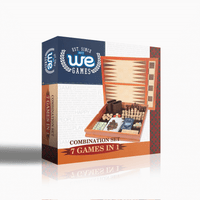 WE Games 7-in-1 Combination Wood Game Set – 12 inch board – Includes Chess, Checkers, Backgammon, Dominoes, Cribbage, Poker Dice, Cards