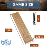 WE Games Classic Cribbage Set - Solid Wood Continuous 2 Track Board with Metal Pegs