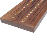 WE Games Deluxe Cribbage Set - Solid Wood with Inlay Sprint 3 Track Board with Easy Grip Pegs, Deck of Cards & Canvas Storage Bag