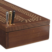 WE Games 3 Player Wooden Cribbage Set - Easy Grip Pegs and 2 Decks of Cards Inside of Board