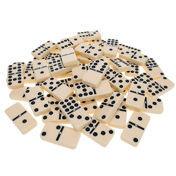 WE Games Double Nine Dominoes With Spinners - Ivory Tiles, Thick