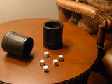 WE Games Professional, Leather Dice Cup Set - 5 Dice, Instructions for 10 Dice Games & Cloth Carry Bag