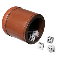 WE Games Professional, Leather Dice Cup Set - 5 Dice, Instructions for 10 Dice Games & Cloth Carry Bag