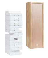 WE Games Wood Block Stacking Party Game That Tumbles Down when you play - Includes 12 in. Wooden Box and die