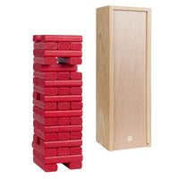 WE Games Wood Block Stacking Party Game That Tumbles Down when you play - Includes 12 in. Wooden Box and die