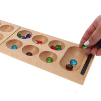 WE Games Folding Mancala - Solid Wood Board & Glass Stones