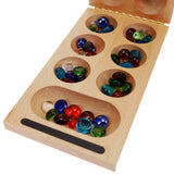 WE Games Folding Mancala - Solid Wood Board & Glass Stones