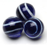 WE Games Dark Blue Stripe Glass Marbles for Solitaire- Set of 33