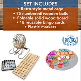 WE Games Retro Bingo Game Set with Metal Rotary Cage, Deluxe Wooden Master Board, Wood Balls, Bingo Set for Family Games, Outdoor Games for Adults and Family, Party Games, Games for Family Game Night