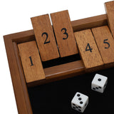WE Games Shut The Box Game Wooden - 12 Number Flip Tiles with Walnut Stained Wooden Game Board - Large, 13.5 inches Board Games for Family Game Night, Family Games, Dice Table Games, Bar Games