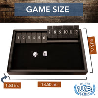 WE Games 12 Number Shut the Box Board Game, Black Stained Wood, 13.5 in.