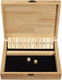 WE Games 12 Number Shut the Box Board Game in Natural Wood Box with Lid