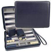 WE Games Black Travel Magnetic Leatherette Backgammon Set