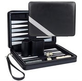 WE Games Black Travel Magnetic Leatherette Backgammon Set