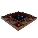 Pacific Shore Games 4 Player Shut the Box Dice Board Game with Walnut Stained Wood - 12 in.