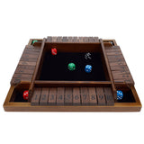 Pacific Shore Games 4 Player Shut the Box Dice Board Game with Walnut Stained Wood - 12 in.
