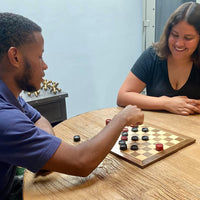 WE Games Wooden Checkers with Stackable Ridges